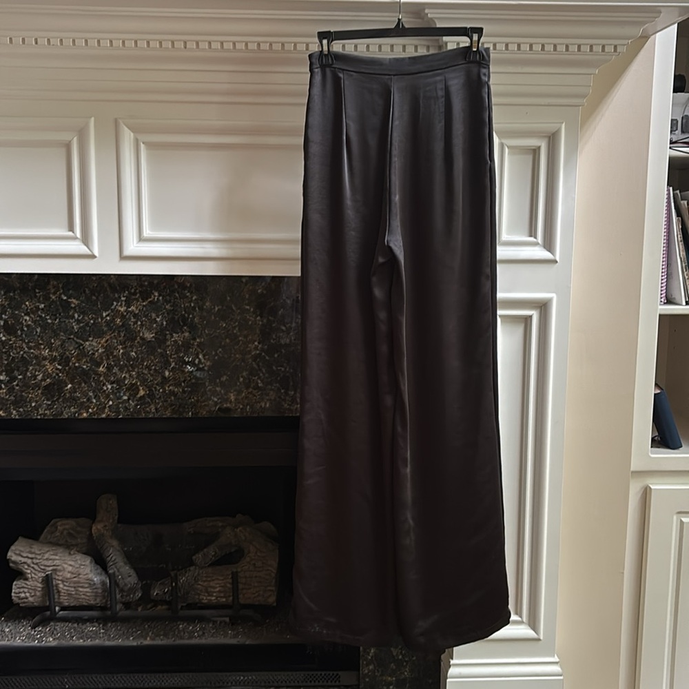 Nasty Gal satin the mood wide leg fool length trousers pants sz.4 (US0) - Picture 6 of 15